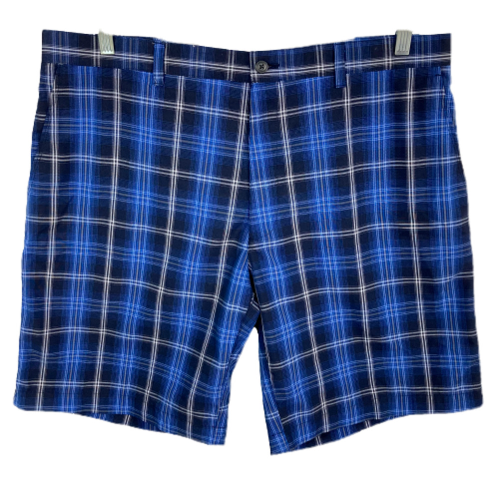 PGA Champions Tour Shorts Mens Sz 38 Black‎ Blue Tartan Plaid Golf Lightweight